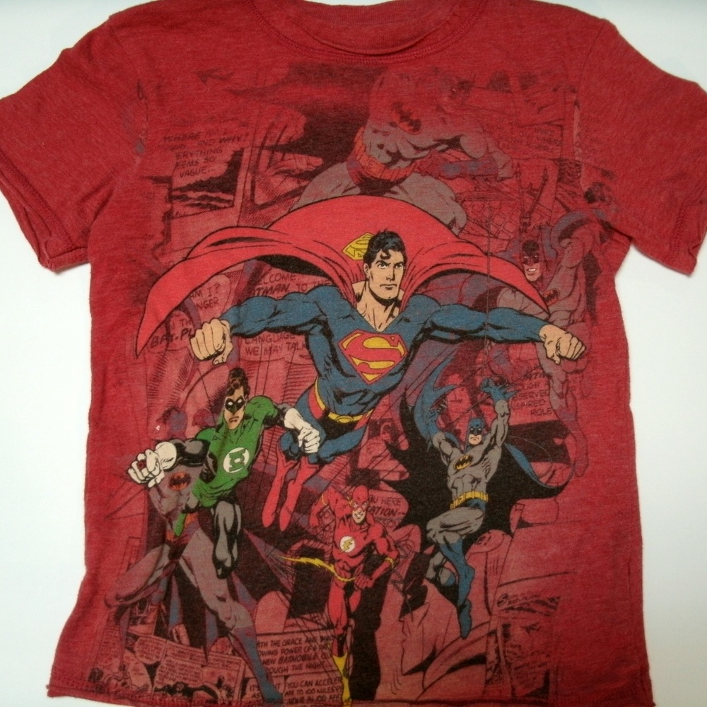 DC Comics Boys T-Shirt Justice League Superheroes Superman Red Short Sleeve 5